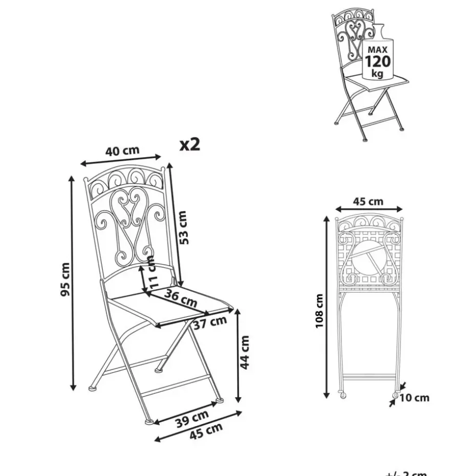 JUINA - Set van 2 tuinstoelen - Lichtbeige - IJzer