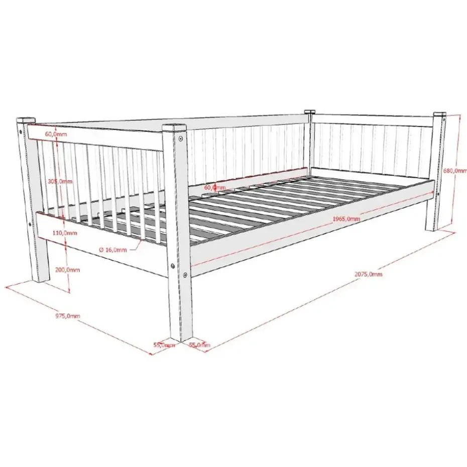 Kajuitbed Forrest 90x200 cm - massief beukenhout - wit