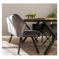 Kalfort Eetkamerbank Kelly velvet antraciet 190x59x84cm