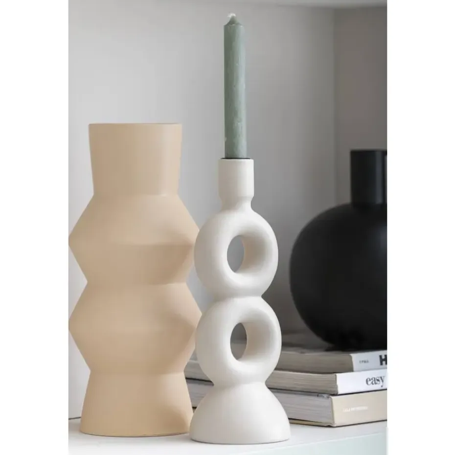 Kandelaar Lumen - off-white - keramiek -27,5x9,5x9,5 cm