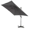 Kantelbare Zweefparasol 250x250 cm, Vierkant Zeil - Donker Grijs