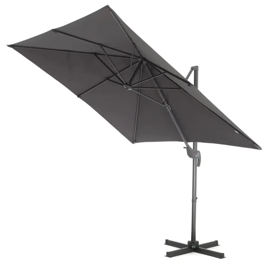 Kantelbare Zweefparasol 250x250 cm, Vierkant Zeil - Donker Grijs