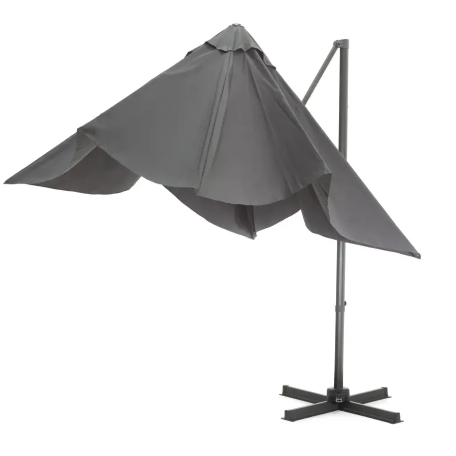 Kantelbare Zweefparasol 250x250 cm, Vierkant Zeil - Donker Grijs