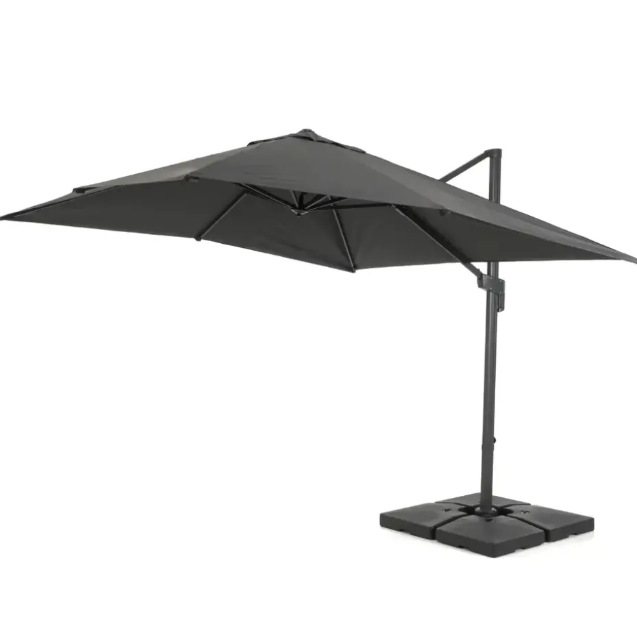 Kantelbare Zweefparasol 250x250 cm, Vierkant Zeil - Donker Grijs