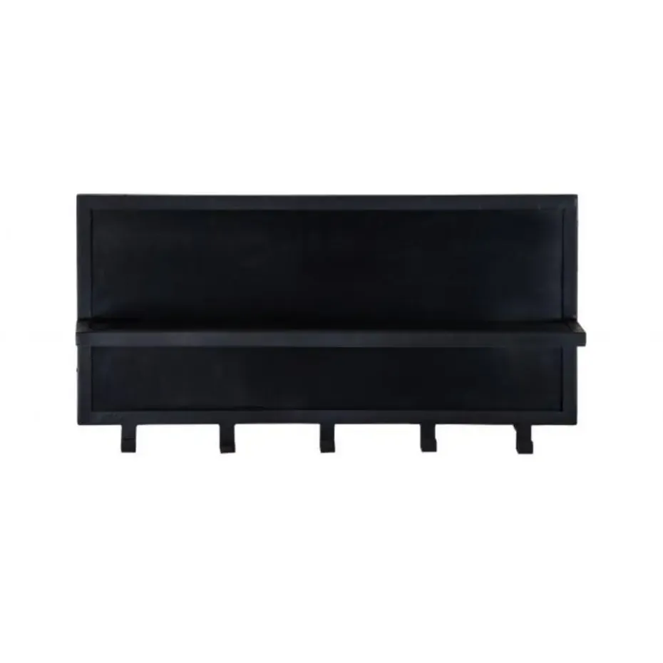 Kapstok Mangohout Zwart - 17x70x32cm - Kapstok Brix Caro