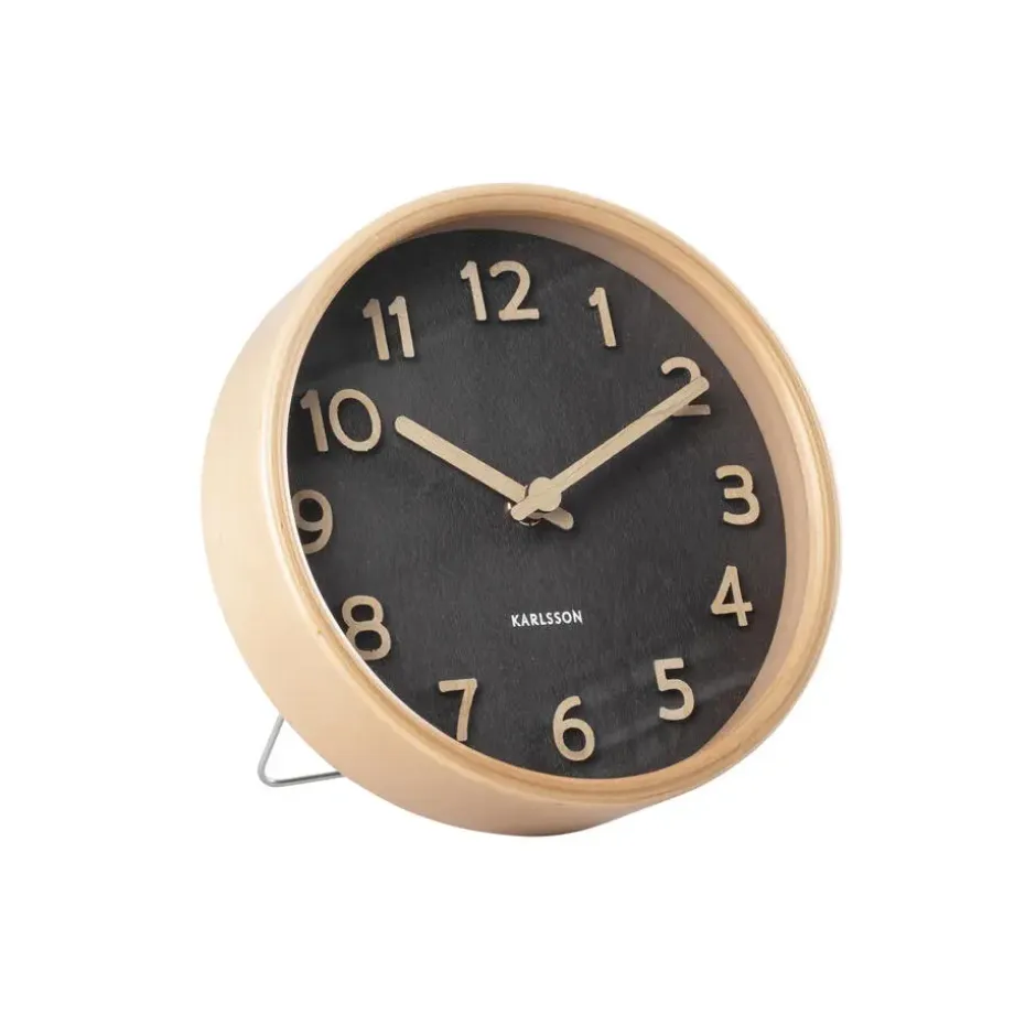 Karlsson - Tafelklok Pure Wood Grain - Zwart