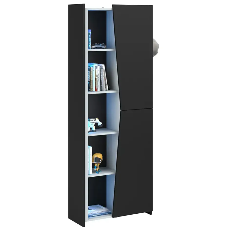 Kast Levi - zwart - 181x67x28 cm