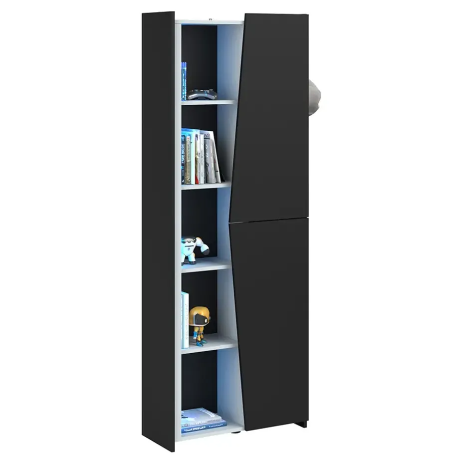 Kast Levi - zwart - 181x67x28 cm