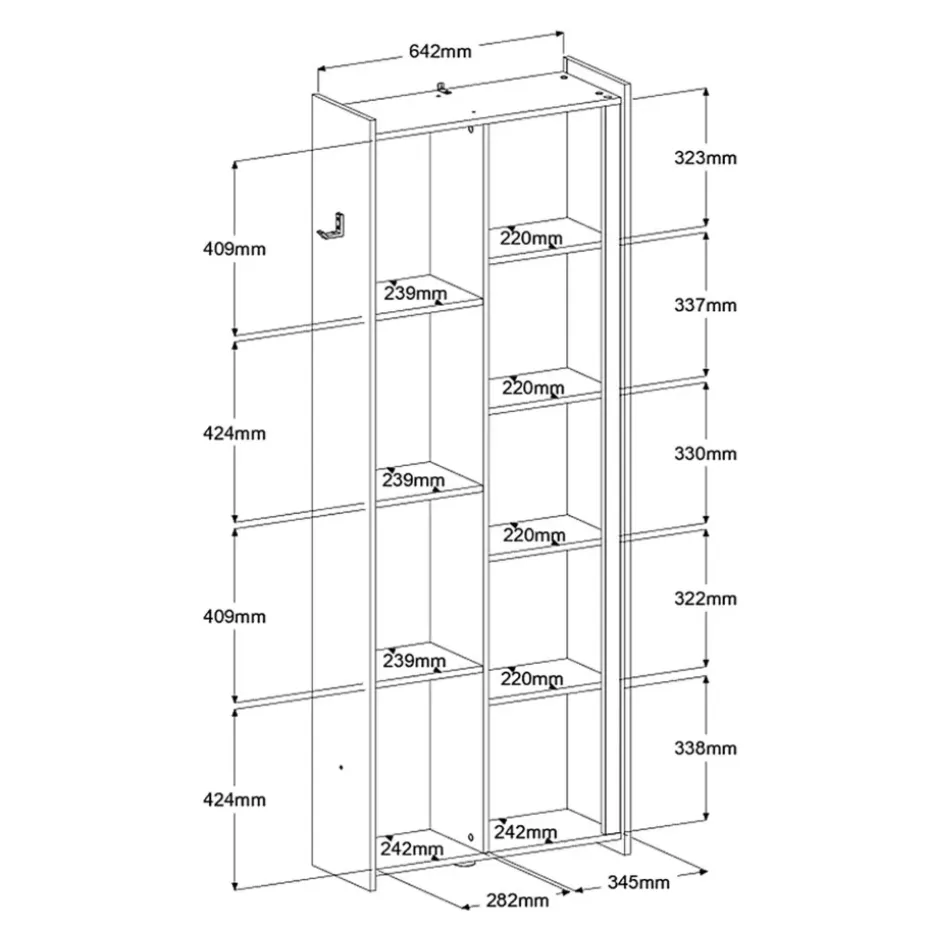 Kast Levi - zwart - 181x67x28 cm