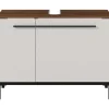 Kast voor onder wastafel Charlisa met 2 deuren en 2 legplanken - walnoot/greige