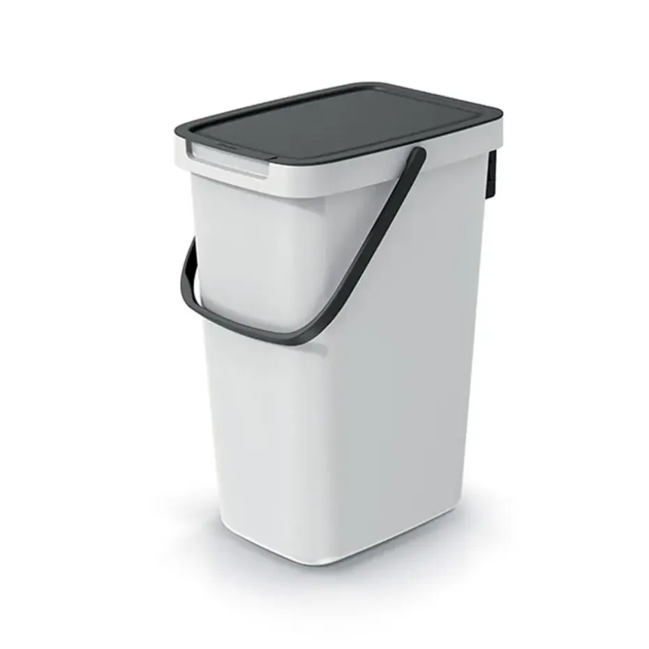Keden GFT aanrecht afvalbak - creme wit - 12L - 20 x 26 x 37 cm