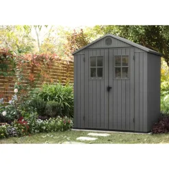 Keter Darwin 64 Tuinhuis - dubbele deuren + ramen - 190x122x221 cm - Grijs