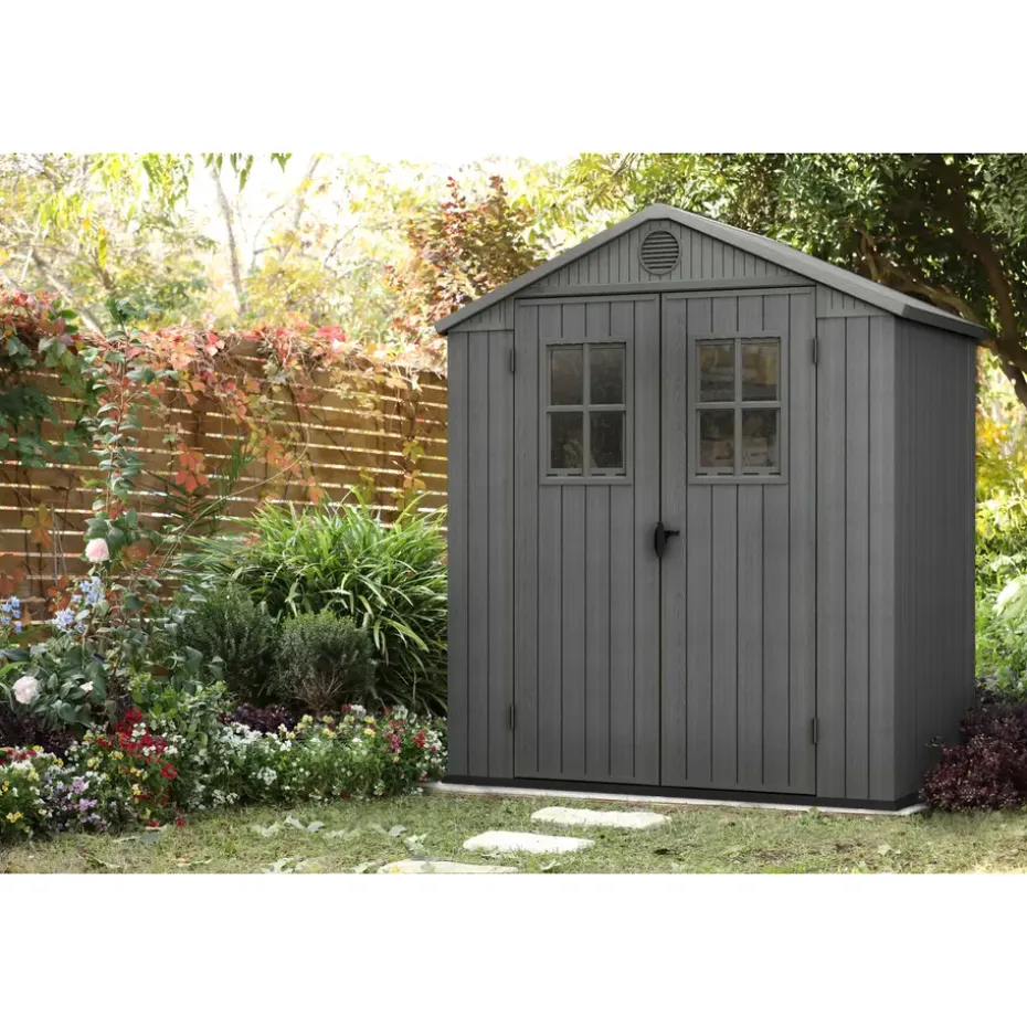 Keter Darwin 64 Tuinhuis - dubbele deuren + ramen - 190x122x221 cm - Grijs