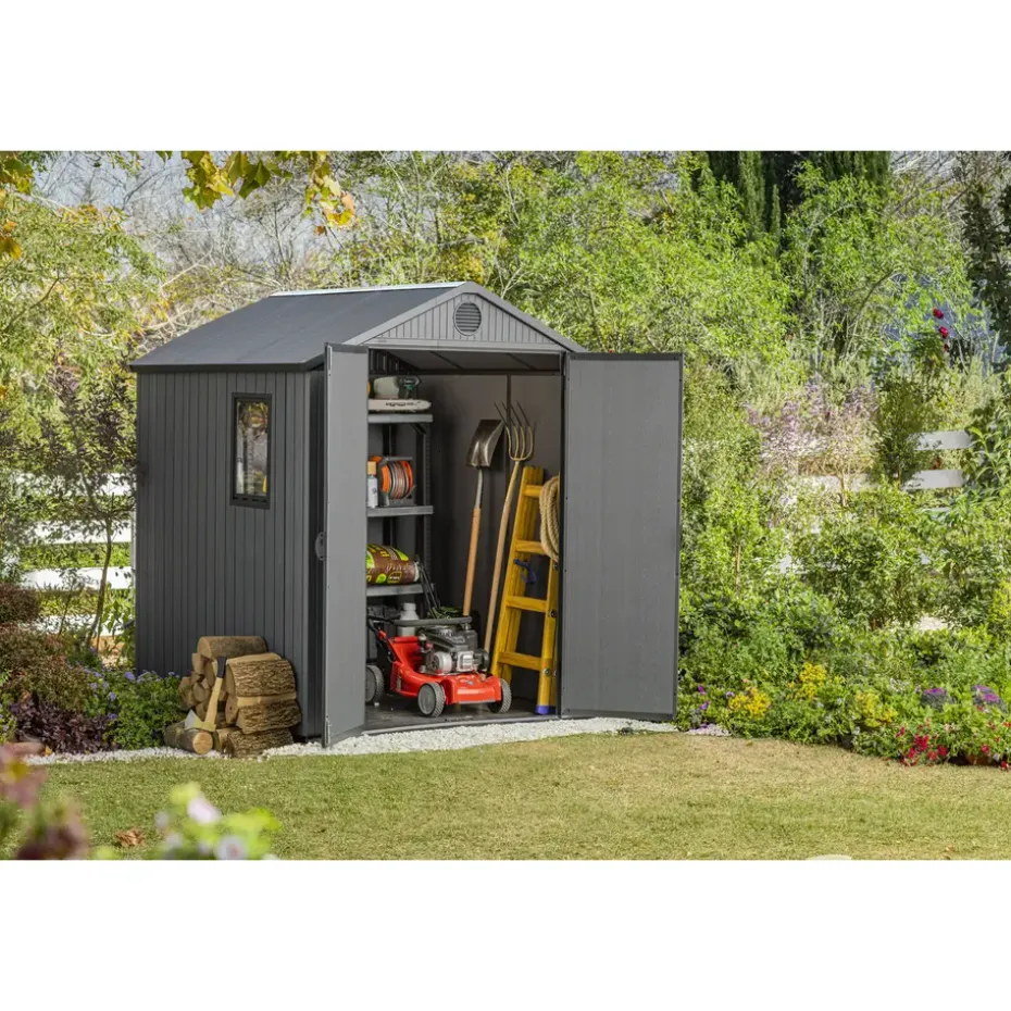 Keter Darwin 66 Tuinhuis - dubbele deuren + ramen - 190x183x221 cm - Grijs