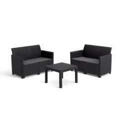 Keter Marie Essential Loungeset + Orlando tafel - 4 personen - Antraciet