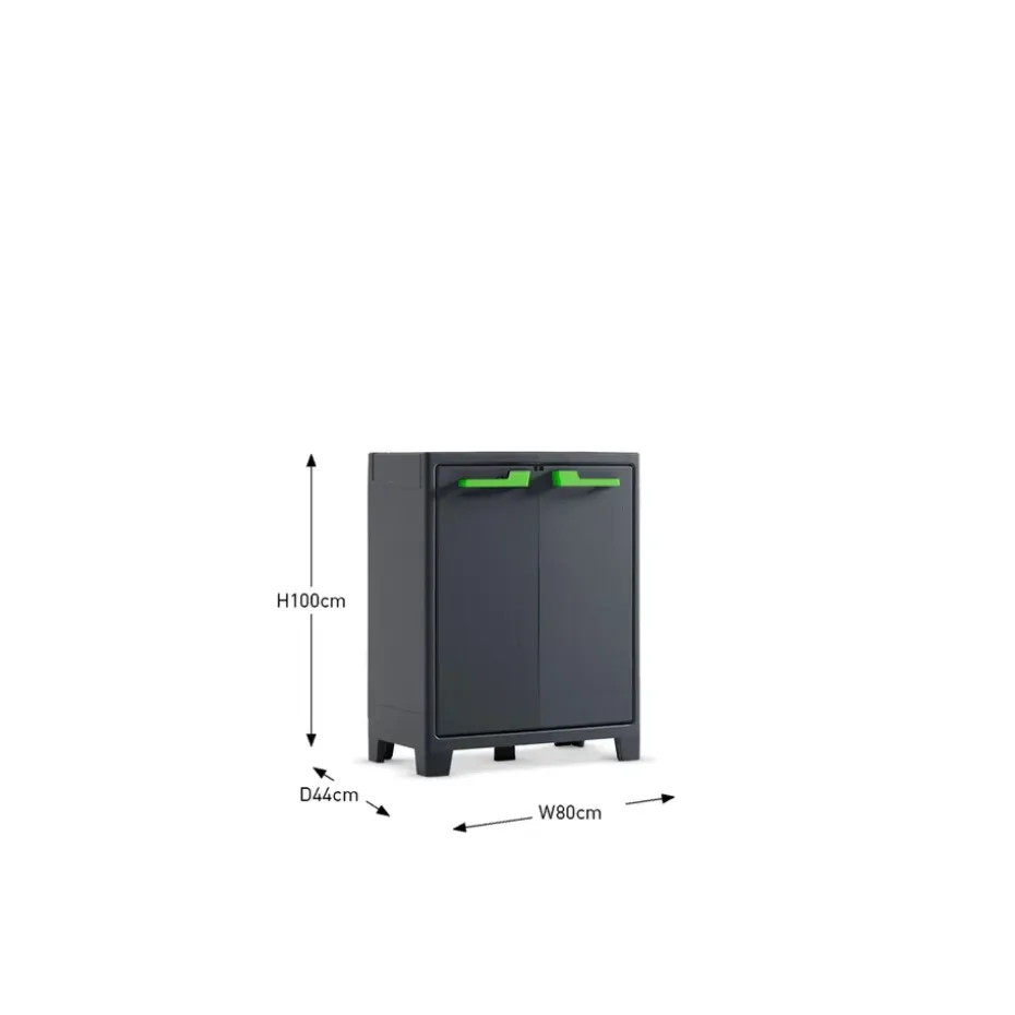 Keter Moby lage kast - 2 planken - 80x44x100 cm - Antraciet