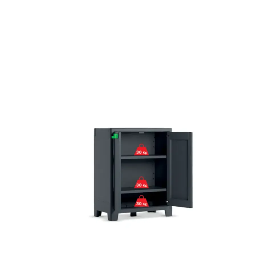 Keter Moby lage kast - 2 planken - 80x44x100 cm - Antraciet