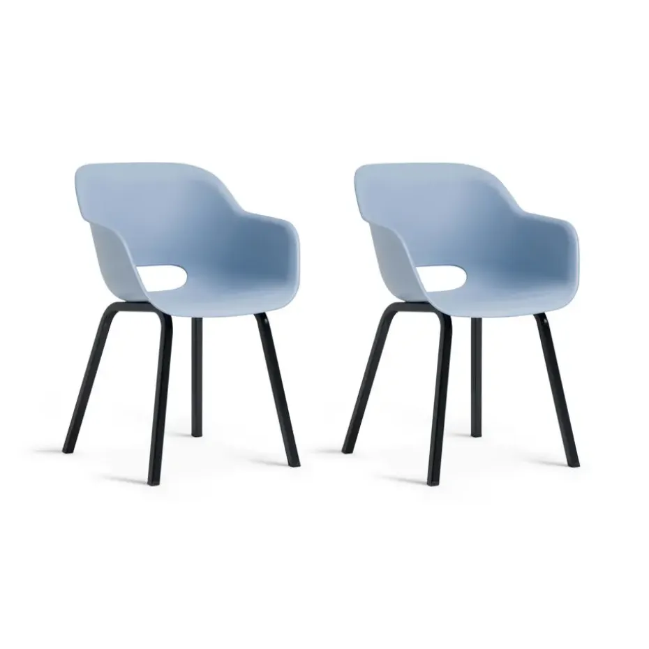 Keter Noa Tuinstoel - 2 stuks - 55x56.5x80cm - metalen onderstel - Blauw