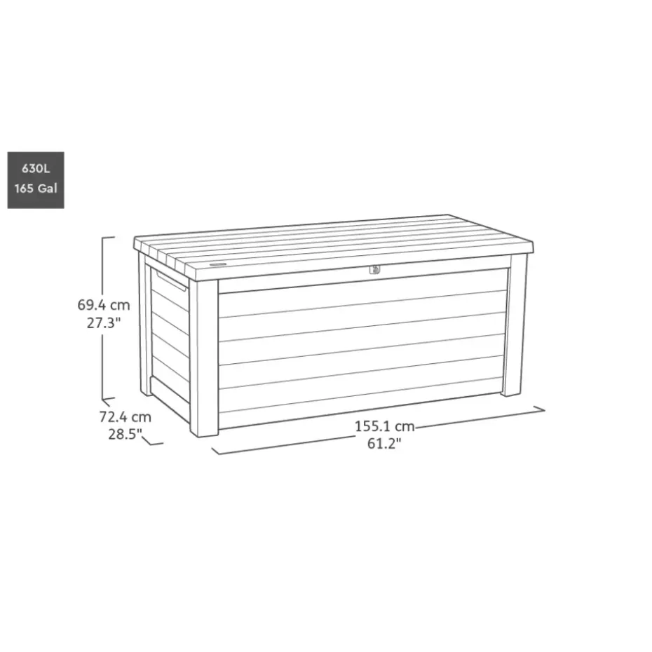 Keter Northwood Opbergbox - 630L - 155.1x72.4x69.4 cm - Grafiet