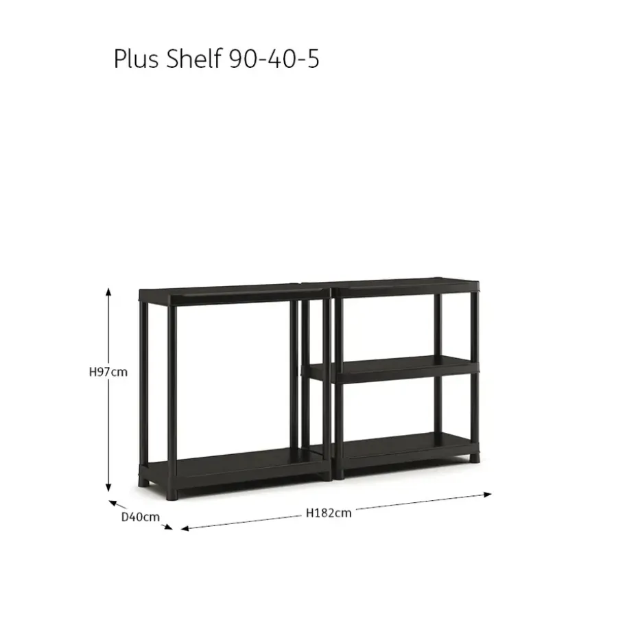 Keter Plus Shelf 90/5 - 5 Planken - 90x40x182cm - Zwart