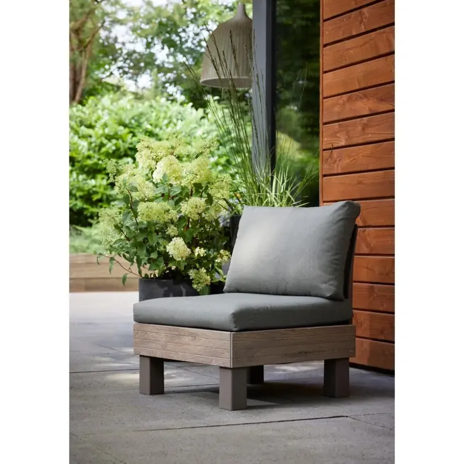 Keter Signature Elements Tuinstoel - met groene kussens - Cappuccino/Ashwood