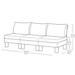 Keter Signature Elements 3-zits Loungebank - met groene kussens - Cappuccino