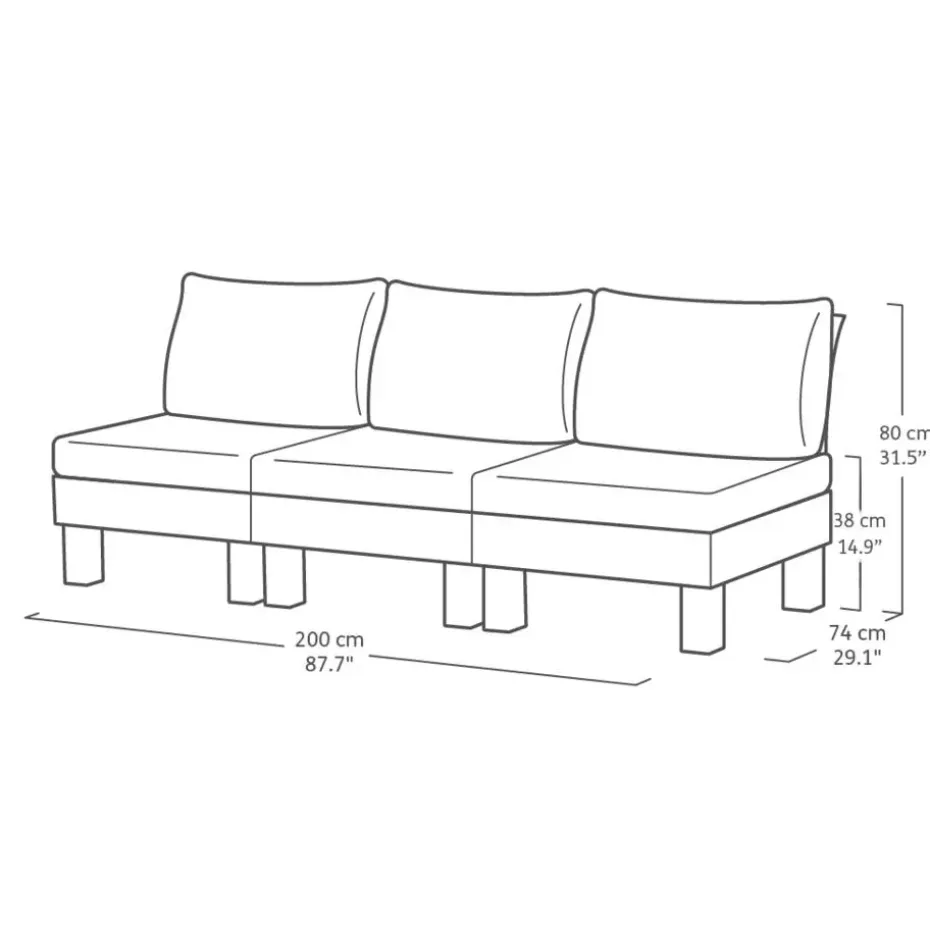 Keter Signature Elements 3-zits Loungebank - met groene kussens - Cappuccino