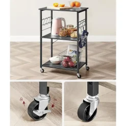 Keukentrolley - Serveerwagen - Keukentrolley op Wieltjes - 89 x 60 x 40 - Zwart
