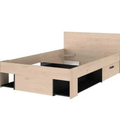 Kinderbed Achiel - 120x200/190cm - met opbergruimte - eikdecor/zwart