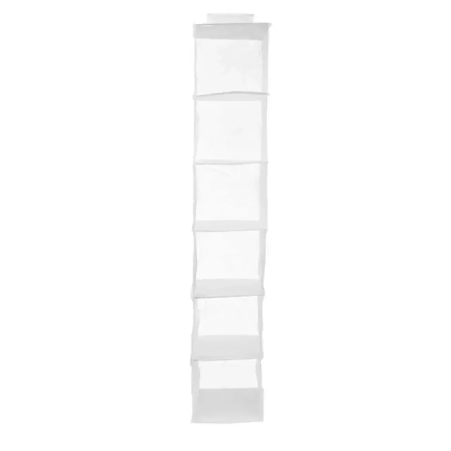 Kipit Kledingkast organizer - 6 vaks - wit - 25 x 25 x 138 cm
