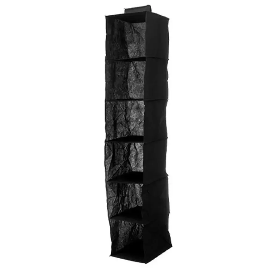 Kipit Kledingkast organizer - 6 vaks - zwart - 25 x 25 x 138 cm