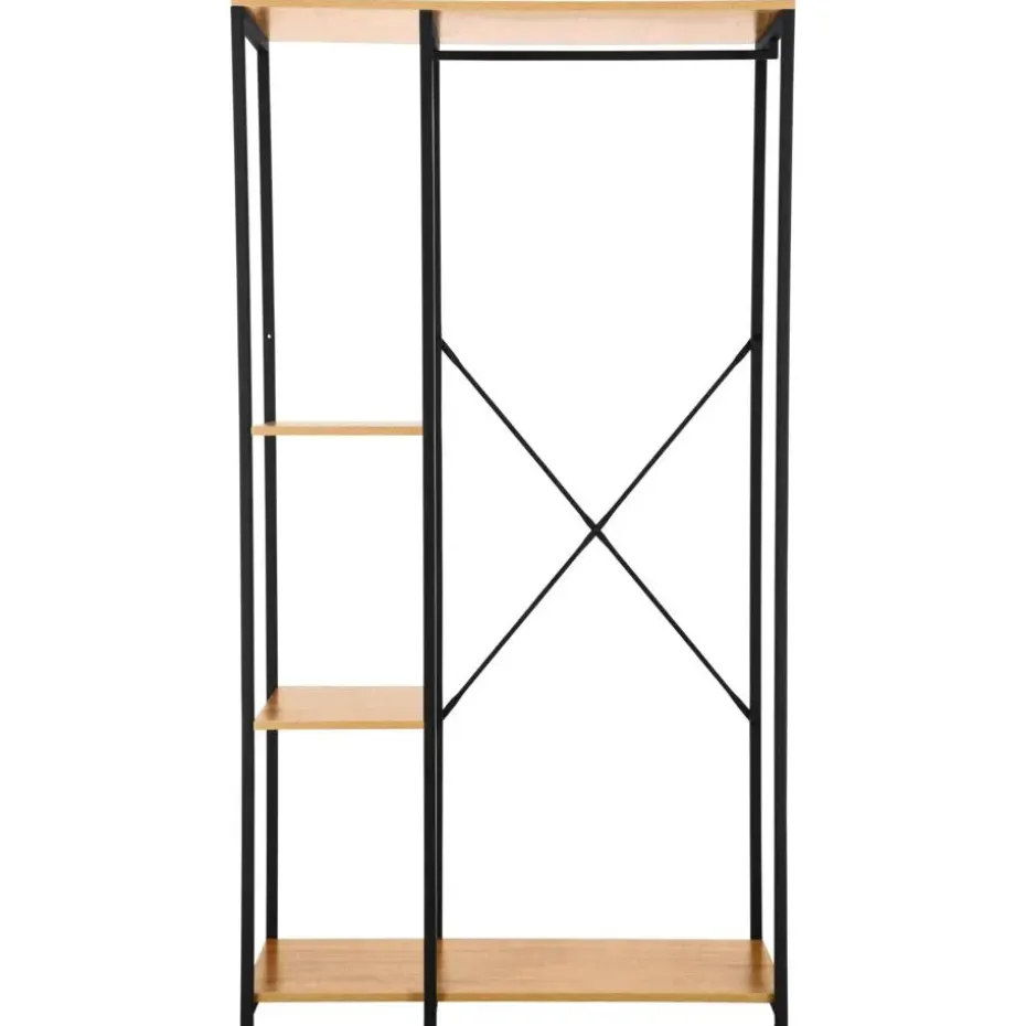 Kledingkast - Open Kast - 176x90x40 cm - MDF lichte Eik & Metaal
