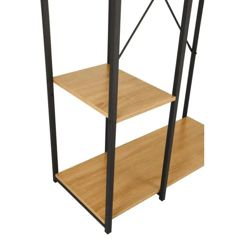 Kledingkast - Open Kast - 176x90x40 cm - MDF lichte Eik & Metaal