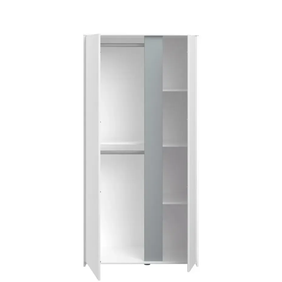 Kledingkast Bobby 2-deurs - wit - 182x90x51 cm