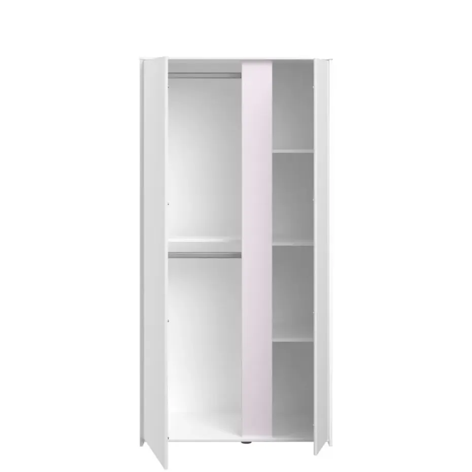 Kledingkast Bobby 2-deurs - wit - 182x90x51 cm