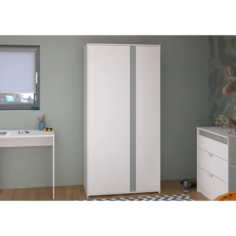 Kledingkast Bobby 2-deurs - wit - 182x90x51 cm