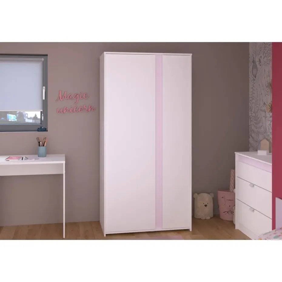 Kledingkast Bobby 2-deurs - wit - 182x90x51 cm
