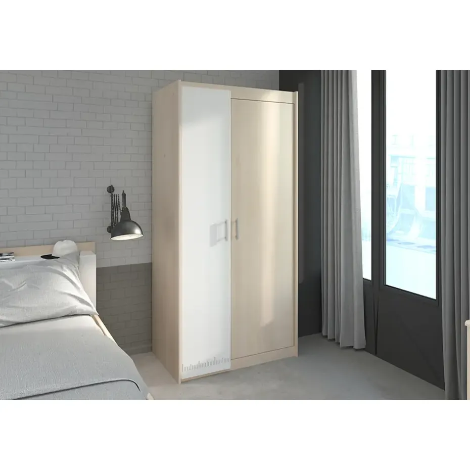 Kledingkast Charly 2-deurs - acaciakleur - 180x85x52 cm