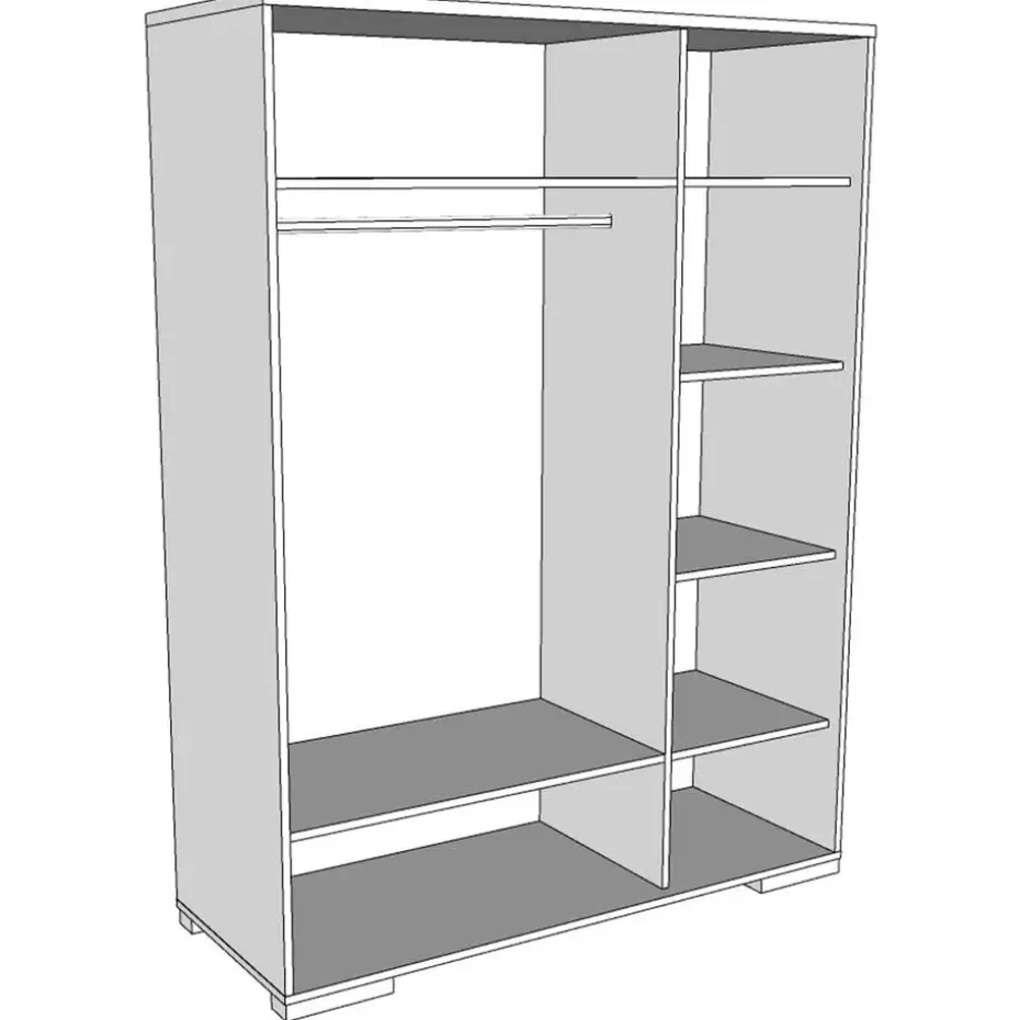 Kledingkast London 146cm met 3 deuren - wit