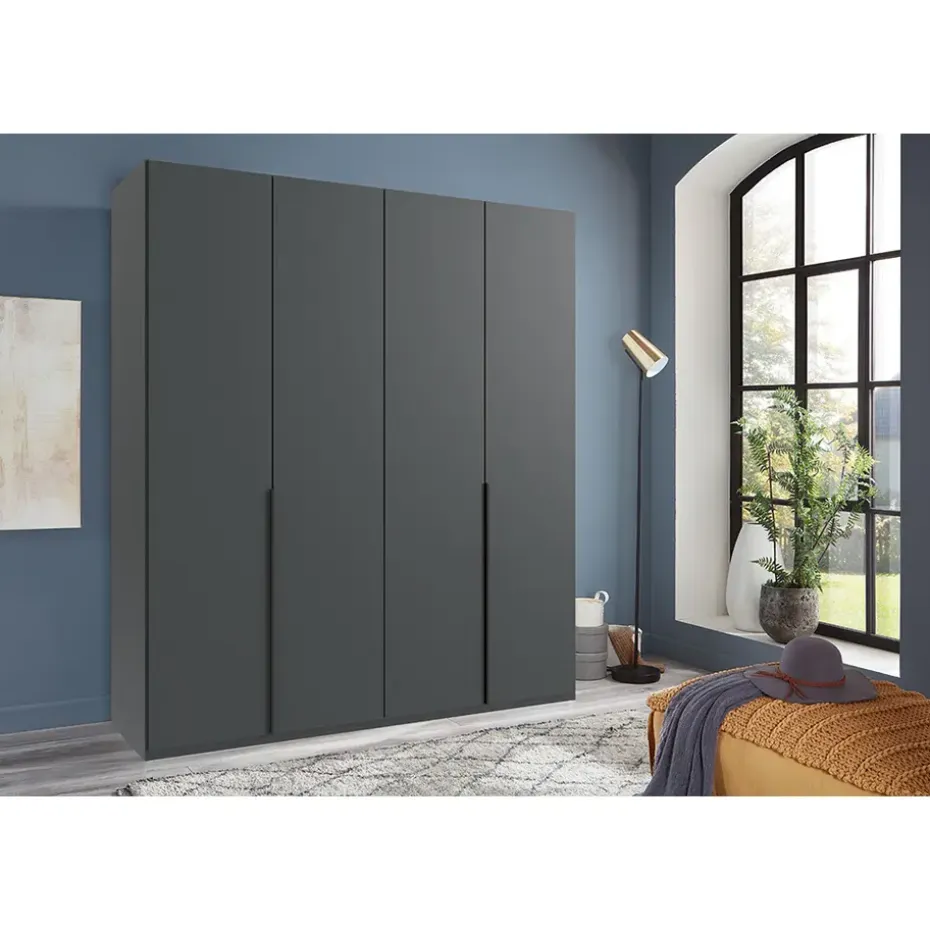 Kledingkast Milaan 4-deurs - grafiet - 236x180x58 cm