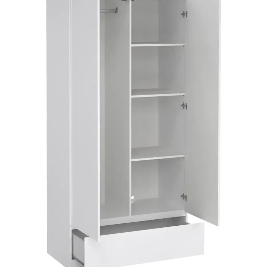 Kledingkast Naia 2-deurs - hoogglans wit - 50x99x201 cm