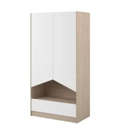 Kledingkast Shelby met 2 deuren en 1 lade - eik/wit