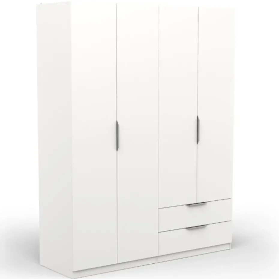 Kledingkast Spectre 157cm 4 deuren & 2 lades - mat wit