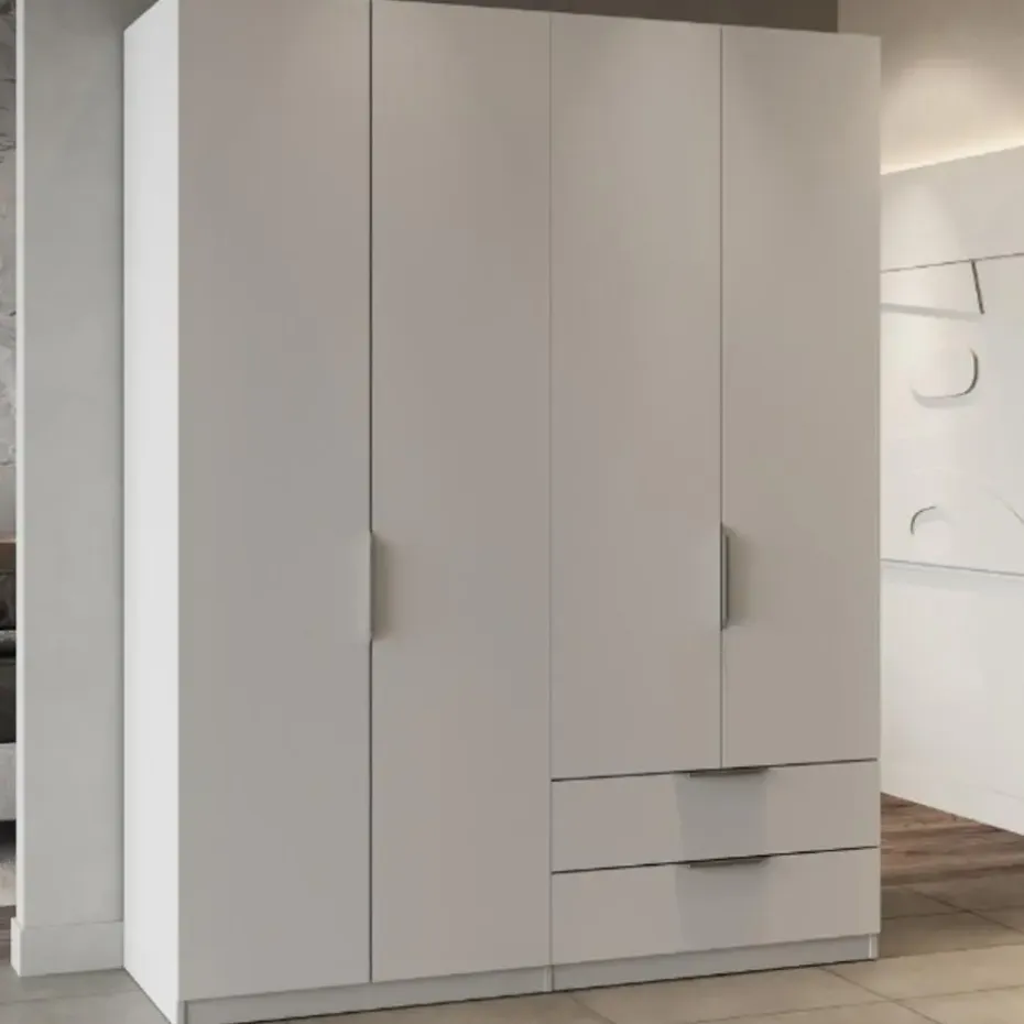 Kledingkast Spectre 157cm 4 deuren & 2 lades - mat wit