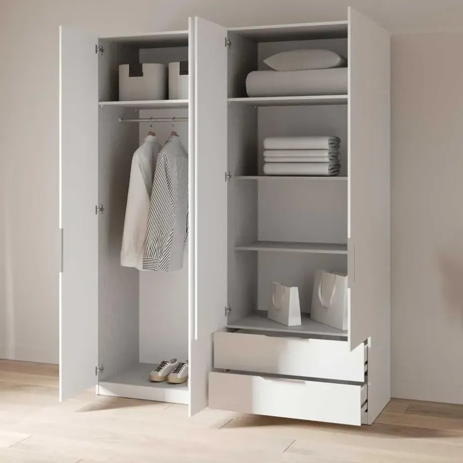 Kledingkast Spectre 157cm 4 deuren & 2 lades - mat wit