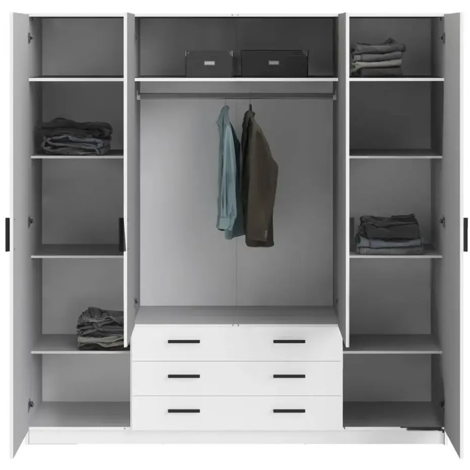 Kledingkast Sprint 4-deurs - wit - 200x196x50 cm