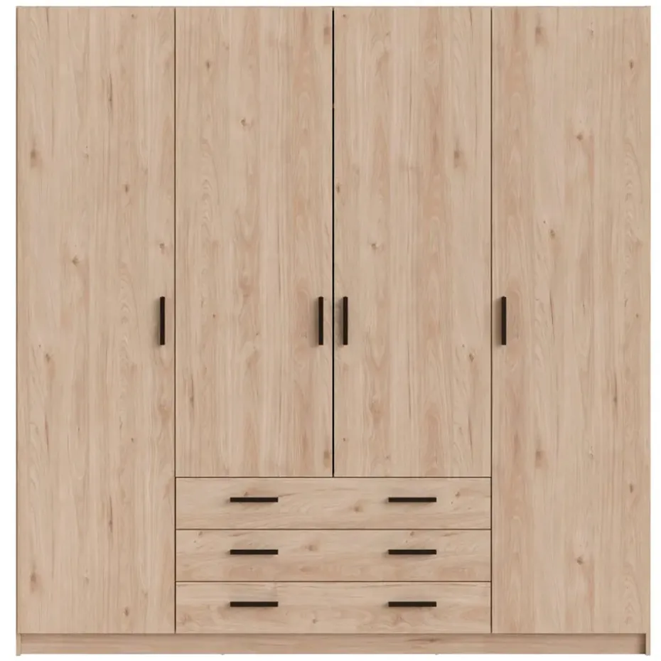 Kledingkast Sprint 4-deurs - eikenkleur - 200x196x50 cm
