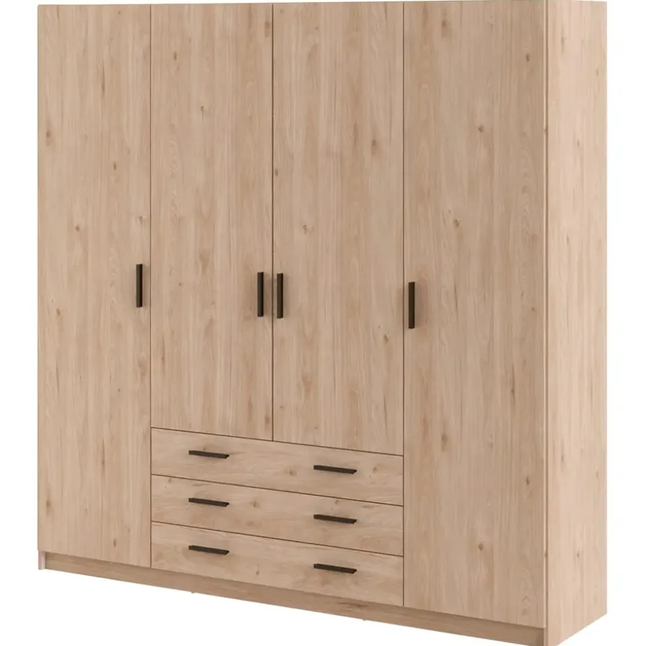 Kledingkast Sprint 4-deurs - eikenkleur - 200x196x50 cm