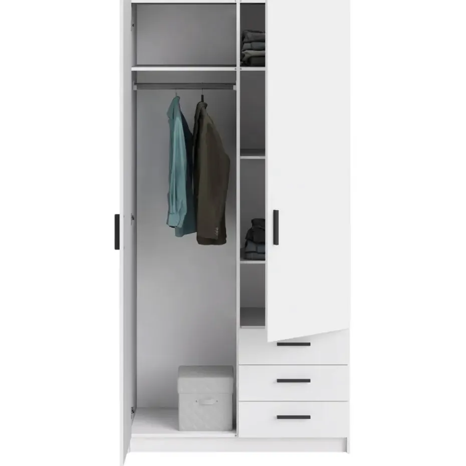 Kledingkast Sprint 2-deurs - wit - 200x98,5x50 cm
