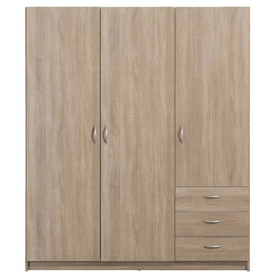 Kledingkast Varia 3-deurs - licht eiken - 175x146x50 cm